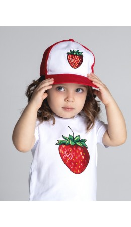 Кепка детская трикотажная для девочек белый,красный