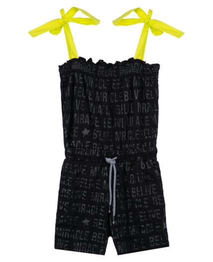 Полукомбинезон трикотажный для девочек черный,светло-зеленый