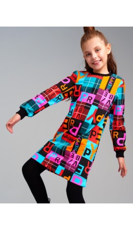 Платье трикотажное для девочек разноцветный