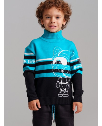 Свитер трикотажный для мальчиков темно-зеленый,черный,белый