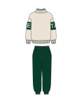 Комплект трикотажный для девочек: толстовка, брюки темно-зеленый,молочный