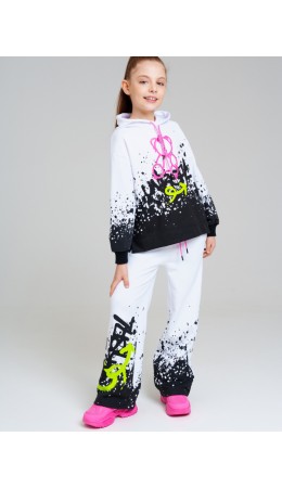 Брюки трикотажные для девочек (кюлоты) белый,черный