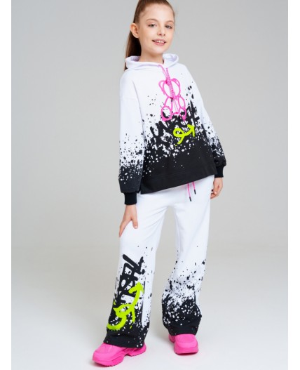 Брюки трикотажные для девочек (кюлоты) белый,черный