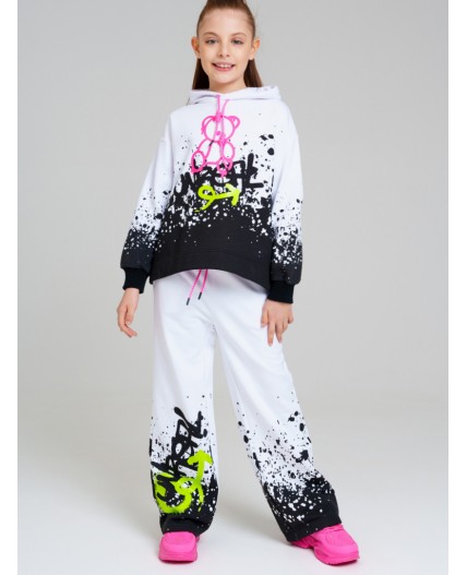 Брюки трикотажные для девочек (кюлоты) белый,черный