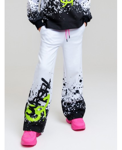 Брюки трикотажные для девочек (кюлоты) белый,черный