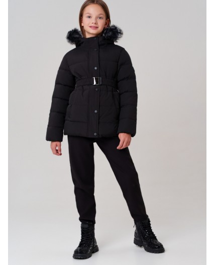 Куртка текстильная с полиуретановым покрытием для девочек черный