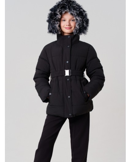 Куртка текстильная с полиуретановым покрытием для девочек черный