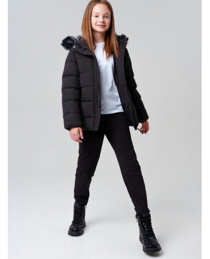 Куртка текстильная с полиуретановым покрытием для девочек черный