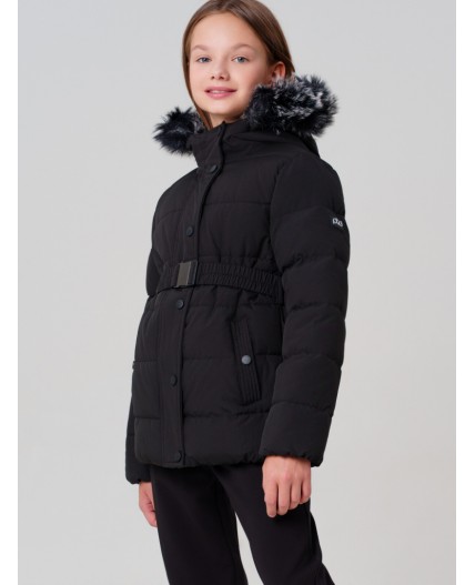 Куртка текстильная с полиуретановым покрытием для девочек черный