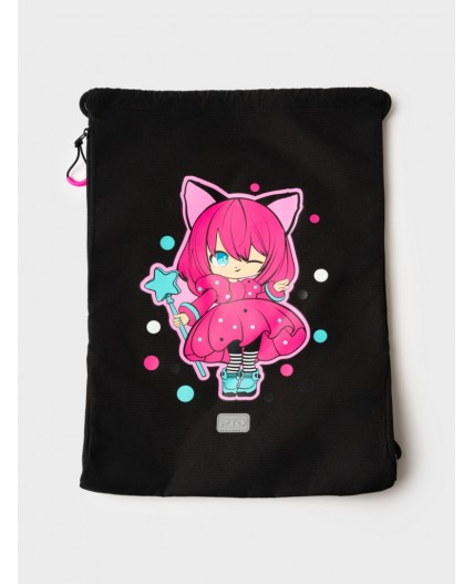 Сумка-мешок текстильная для девочек черный,розовый