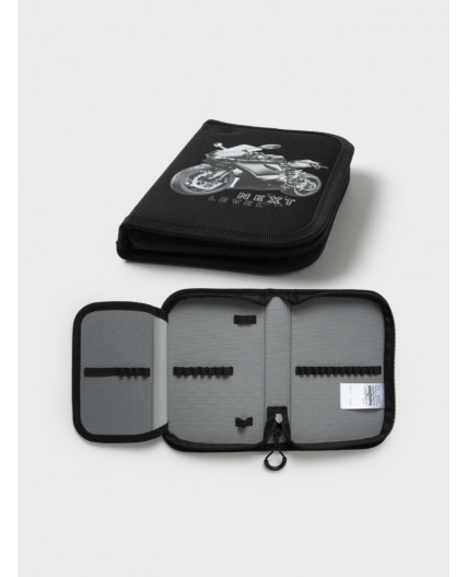 Пенал текстильный для мальчиков черный,серый