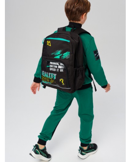 Рюкзак текстильный для мальчиков черный,зеленый