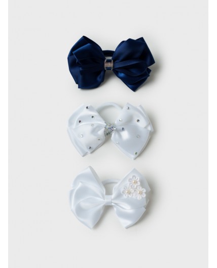 Резинки для волос для девочек, 3 шт. в комплекте белый,тёмно-синий