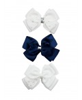 Резинки для волос для девочек, 3 шт. в комплекте белый,тёмно-синий