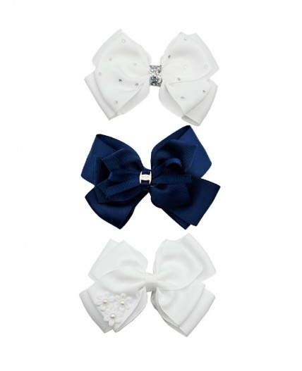 Резинки для волос для девочек, 3 шт. в комплекте белый,тёмно-синий