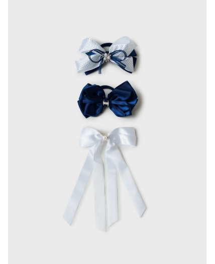 Резинки для волос для девочек, 3 шт. в комплекте белый,тёмно-синий