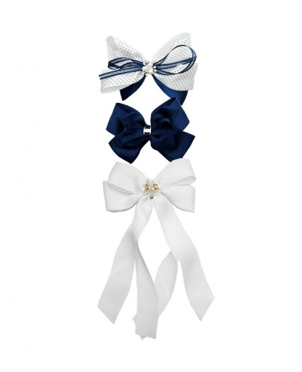 Резинки для волос для девочек, 3 шт. в комплекте белый,тёмно-синий