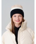 Шапка трикотажная для девочек бежевый,белый,черный