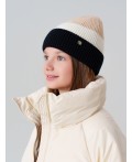 Шапка трикотажная для девочек бежевый,белый,черный