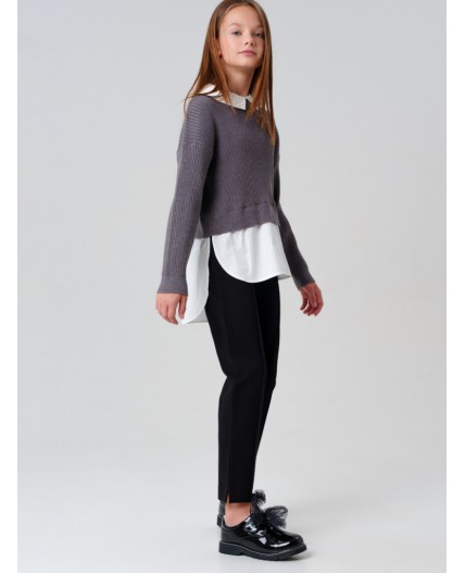 Джемпер трикотажный для девочек серый,белый