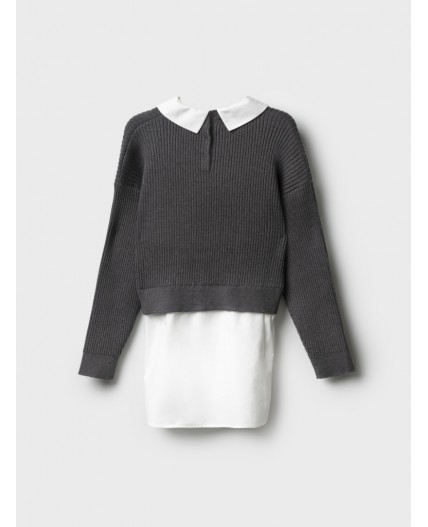 Джемпер трикотажный для девочек серый,белый