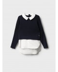 Джемпер трикотажный для девочек белый,тёмно-синий
