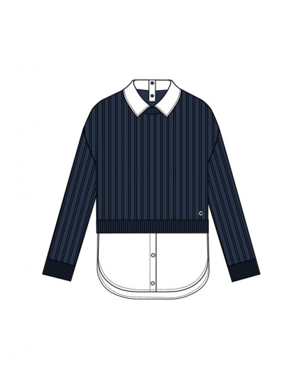 Джемпер трикотажный для девочек белый,тёмно-синий