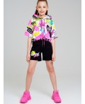 Комплект трикотажный для девочек: майка, шорты, фуфайка (футболка) разноцветный
