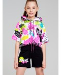 Комплект трикотажный для девочек: майка, шорты, фуфайка (футболка) разноцветный