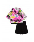 Комплект трикотажный для девочек: майка, шорты, фуфайка (футболка) разноцветный