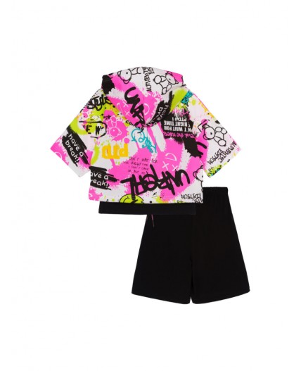 Комплект трикотажный для девочек: майка, шорты, фуфайка (футболка) разноцветный