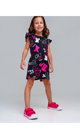 Комбинезон трикотажный для девочек черный,белый,фуксия