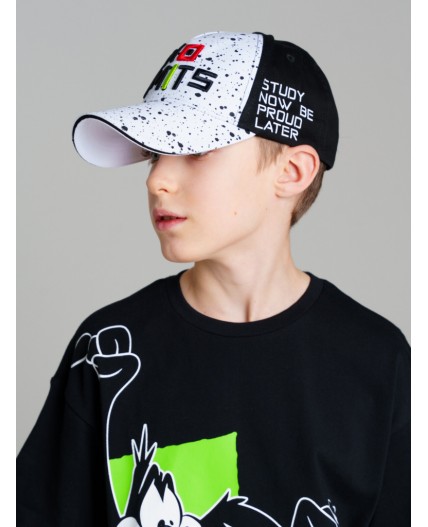 Кепка текстильная для мальчиков черный,белый