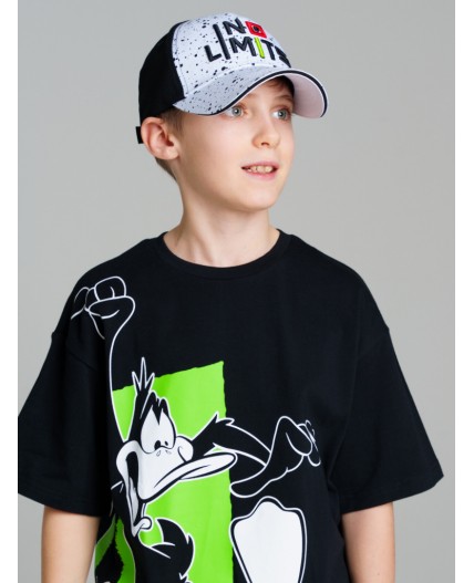 Кепка текстильная для мальчиков черный,белый