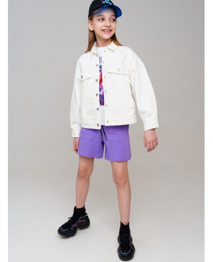 Куртка текстильная джинсовая для девочек белый