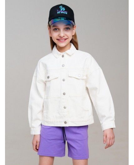 Куртка текстильная джинсовая для девочек белый