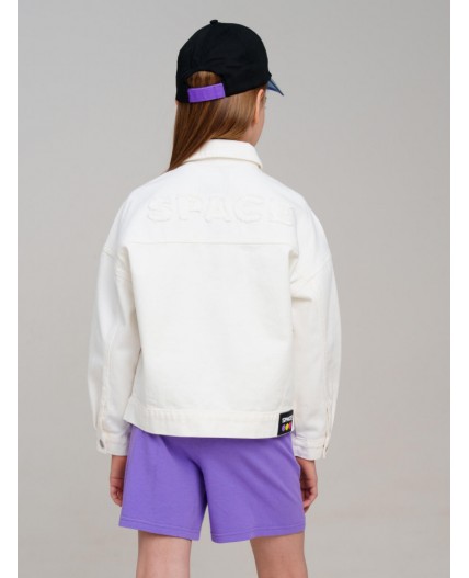 Куртка текстильная джинсовая для девочек белый