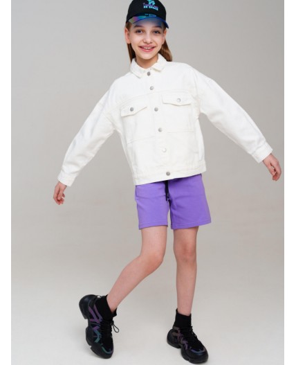 Куртка текстильная джинсовая для девочек белый
