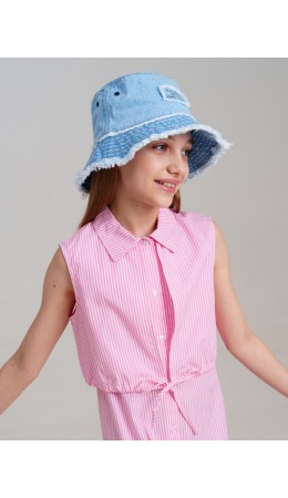 Панама текстильная для девочек голубой