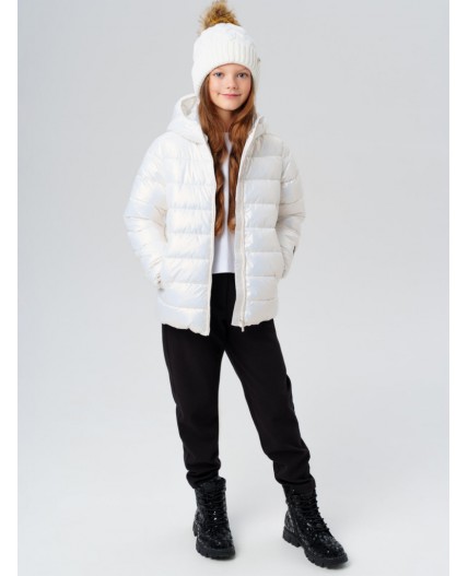 Шапка трикотажная для девочек молочный