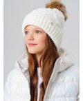 Шапка трикотажная для девочек молочный