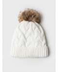 Шапка трикотажная для девочек молочный