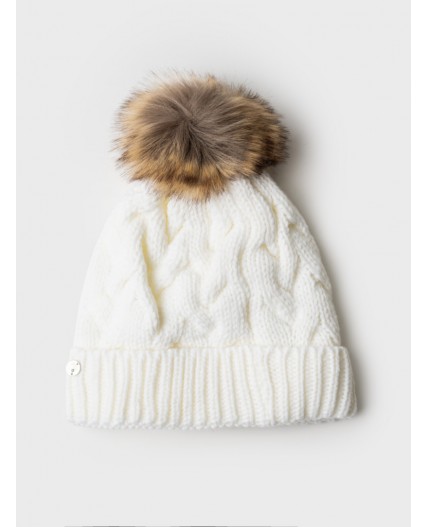 Шапка трикотажная для девочек молочный