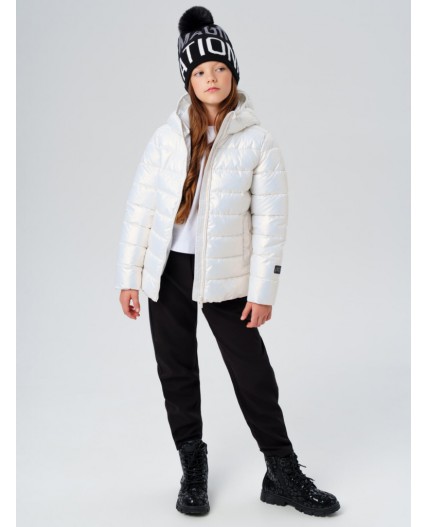 Шапка трикотажная для девочек черный,белый