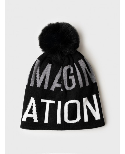 Шапка трикотажная для девочек черный,белый