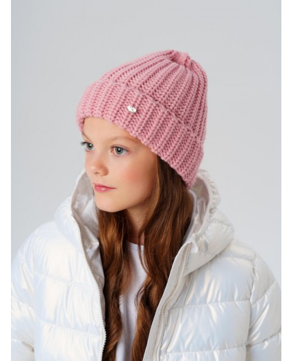 Шапка трикотажная для девочек светло-розовый