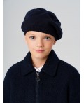 Берет трикотажный для девочек тёмно-синий
