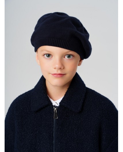 Берет трикотажный для девочек тёмно-синий