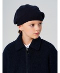 Берет трикотажный для девочек тёмно-синий