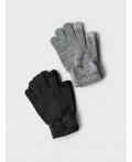 Перчатки трикотажные для девочек, 2 пары в комплекте черный,серый